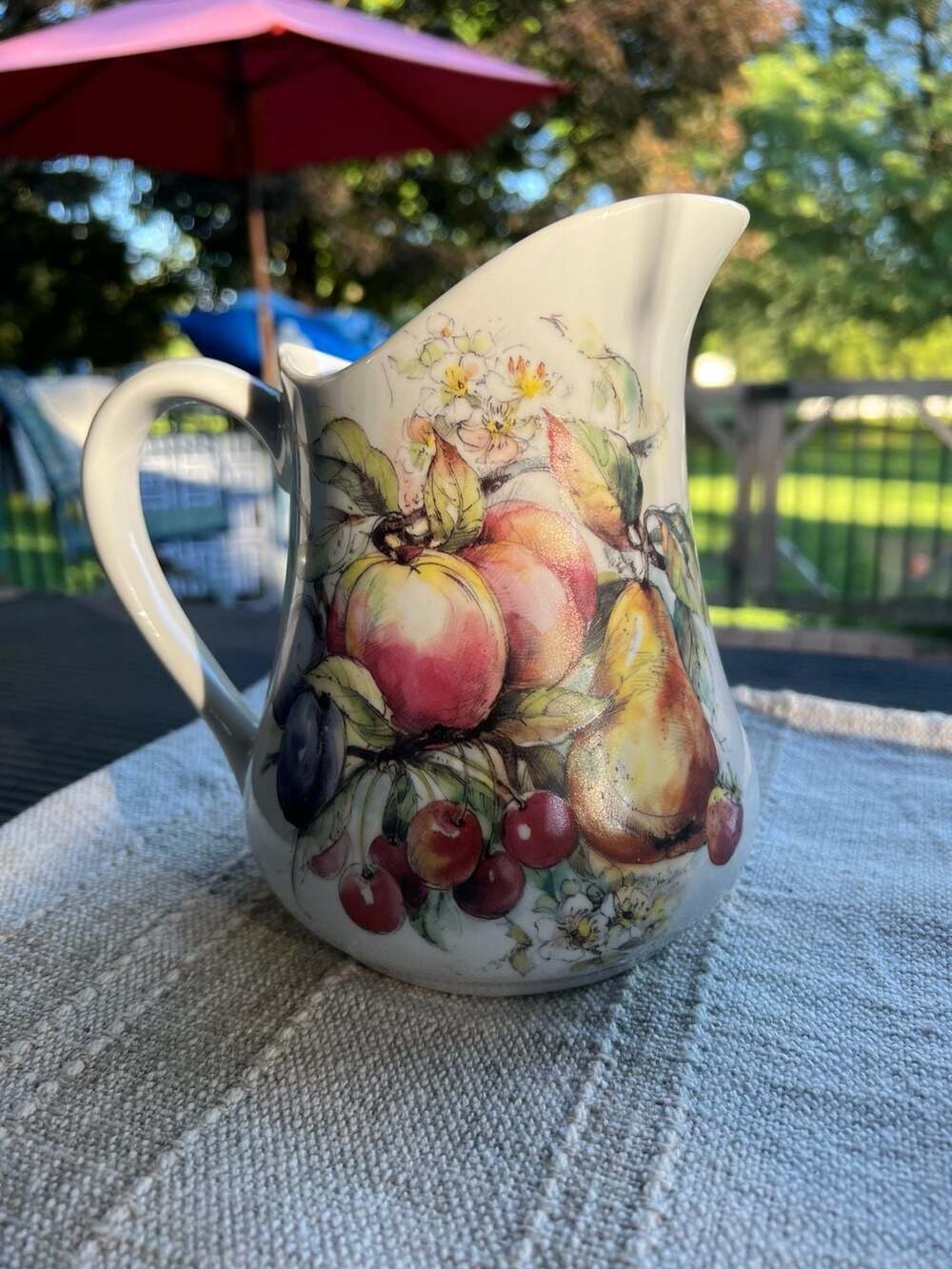 Liette International Hand Decorated Fruit Pitcher Creamer